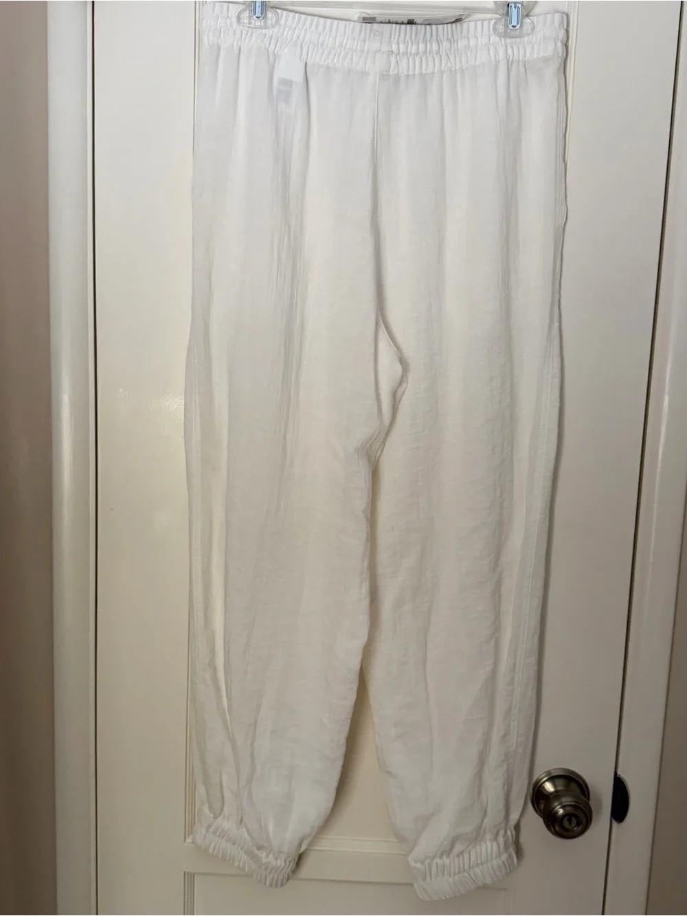 Zara Women’s White Drawstring Linen-Blend Jogger Pants